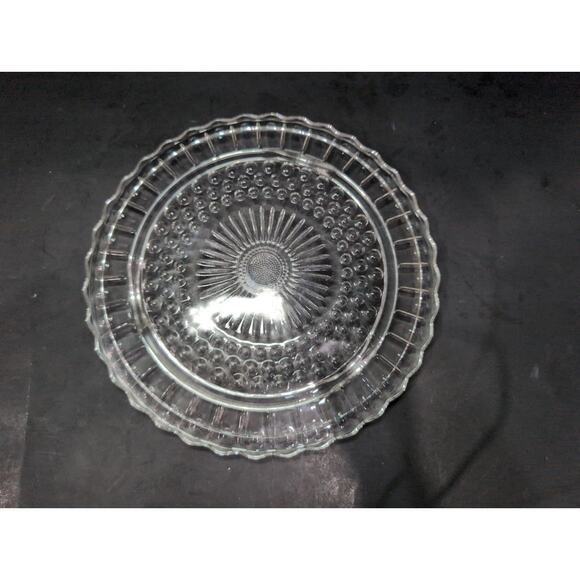 Federal Glass Cake Stand Sunflower Bubble, Tri-Footed Cake Plate, Cake Platter - Picture 2 of 8